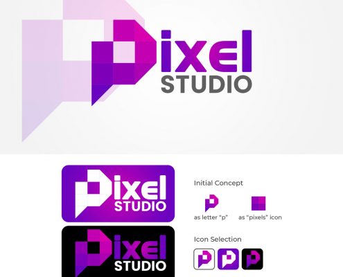 pixel studio logo design